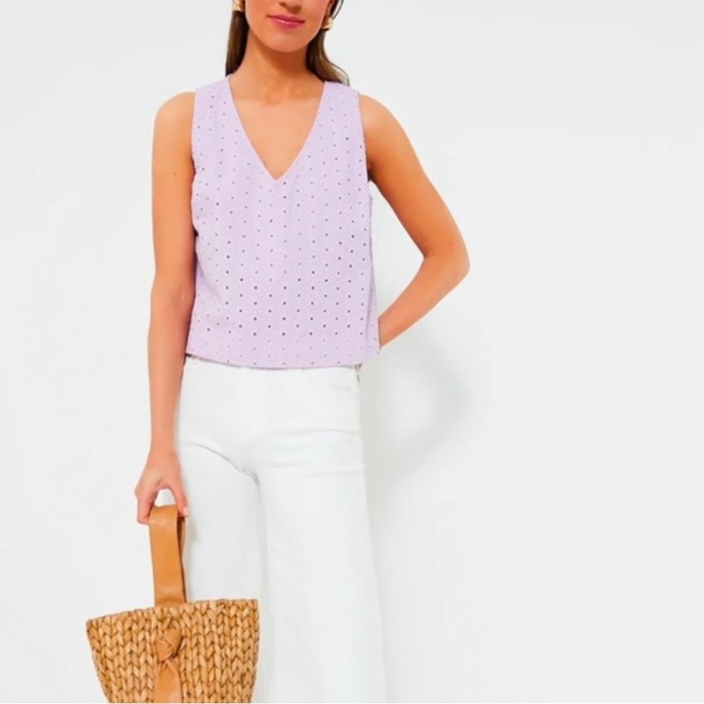Tuckernuck lavendar eyelet Sleeveless Tank Top